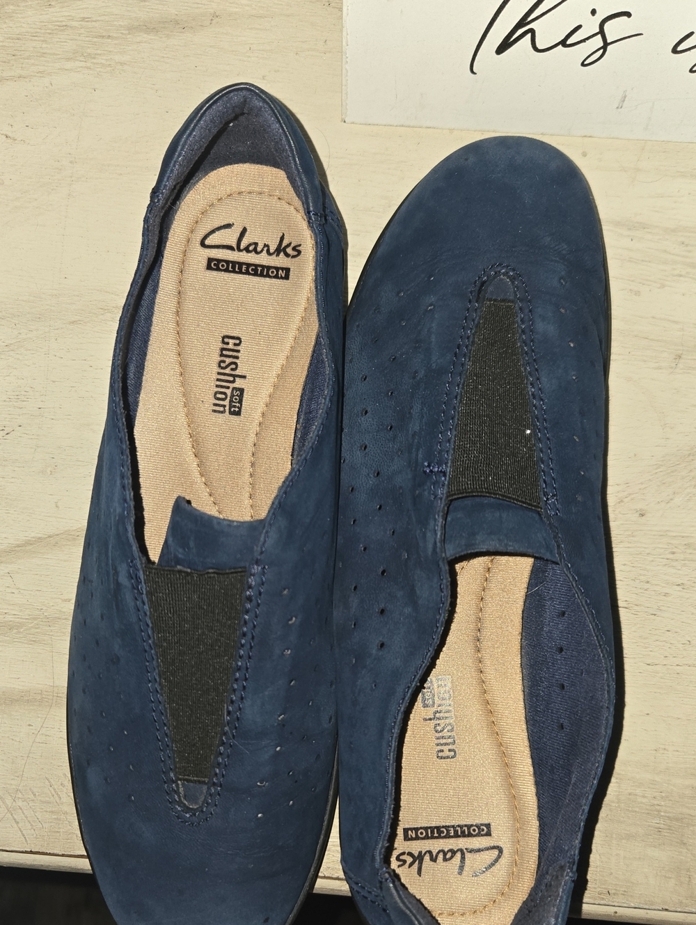 Clarks Navy Blue Slip-On Women's Comfort Loafers